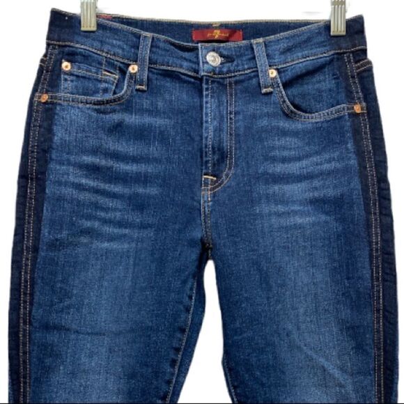 7 For All Mankind Two Tone Skinny Ankle Jeans Size 27 NWOT - Picture 2 of 8